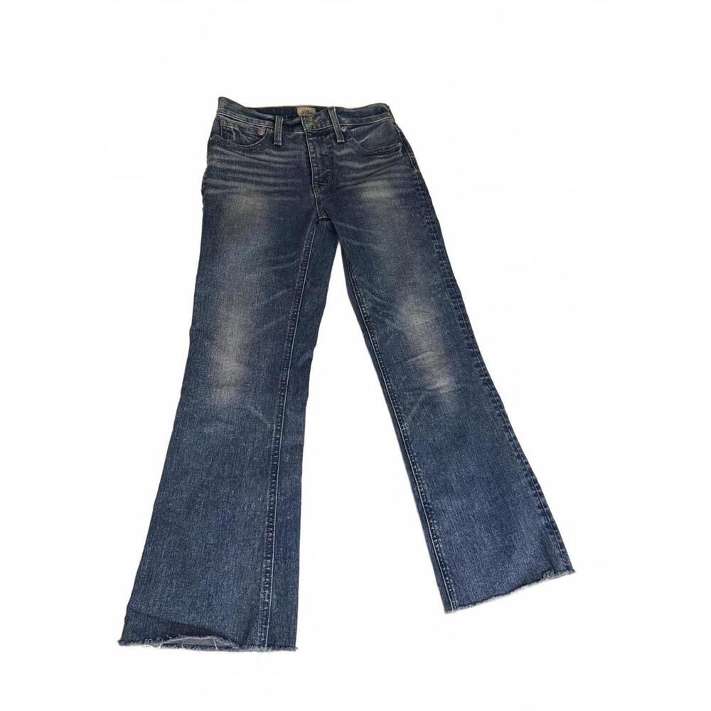 J.Crew Denim Flare Jeans Women’s Size 25 Blue Mid Rise Raw Hem